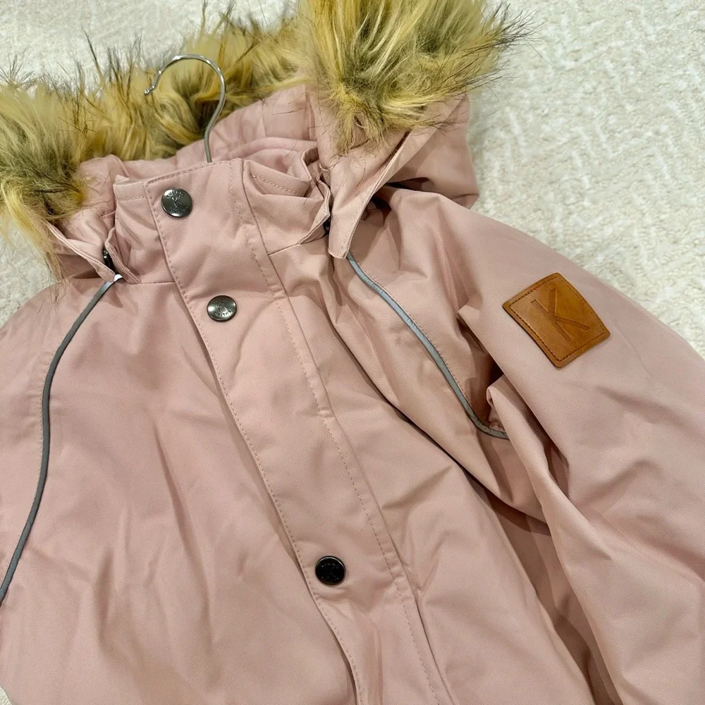 Kids Pink Snowsuit with Faux Fur Trim 💗 - Picture 2 of 5